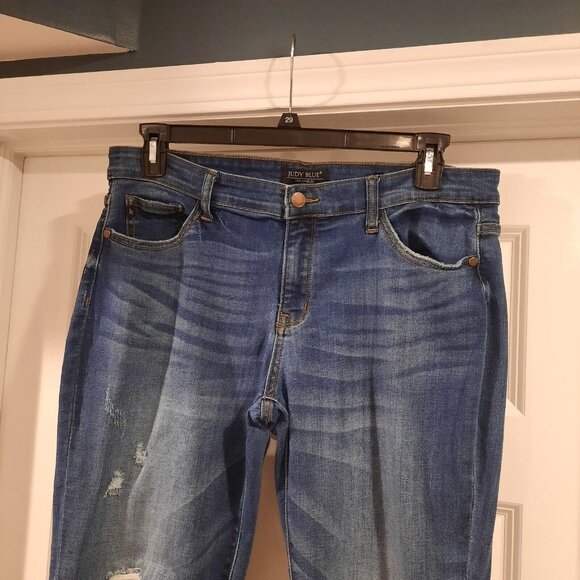 Judy Blue Jeans Womens 15/32 Boyfriend Mid Rise Slouchy Distressed Patched - Picture 3 of 12